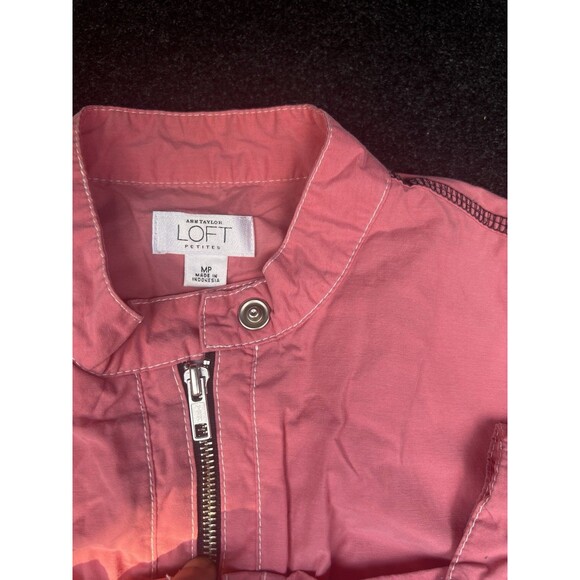 Vintage ANN TAYLOR LOFT Women's Pink Biker Style Zip up Jacket SZ MP - Picture 3 of 8
